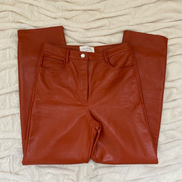 Wilfred Melina orange vegan leather straight leg pants - Picture 2 of 8